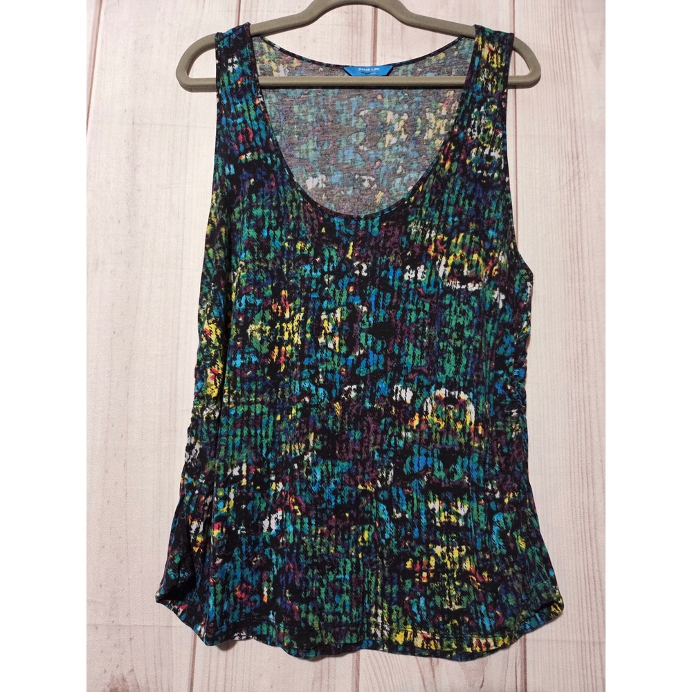 Derek Lam for DesigNation Womens XL Tank Top Nightshade Multi Abstract Ruched